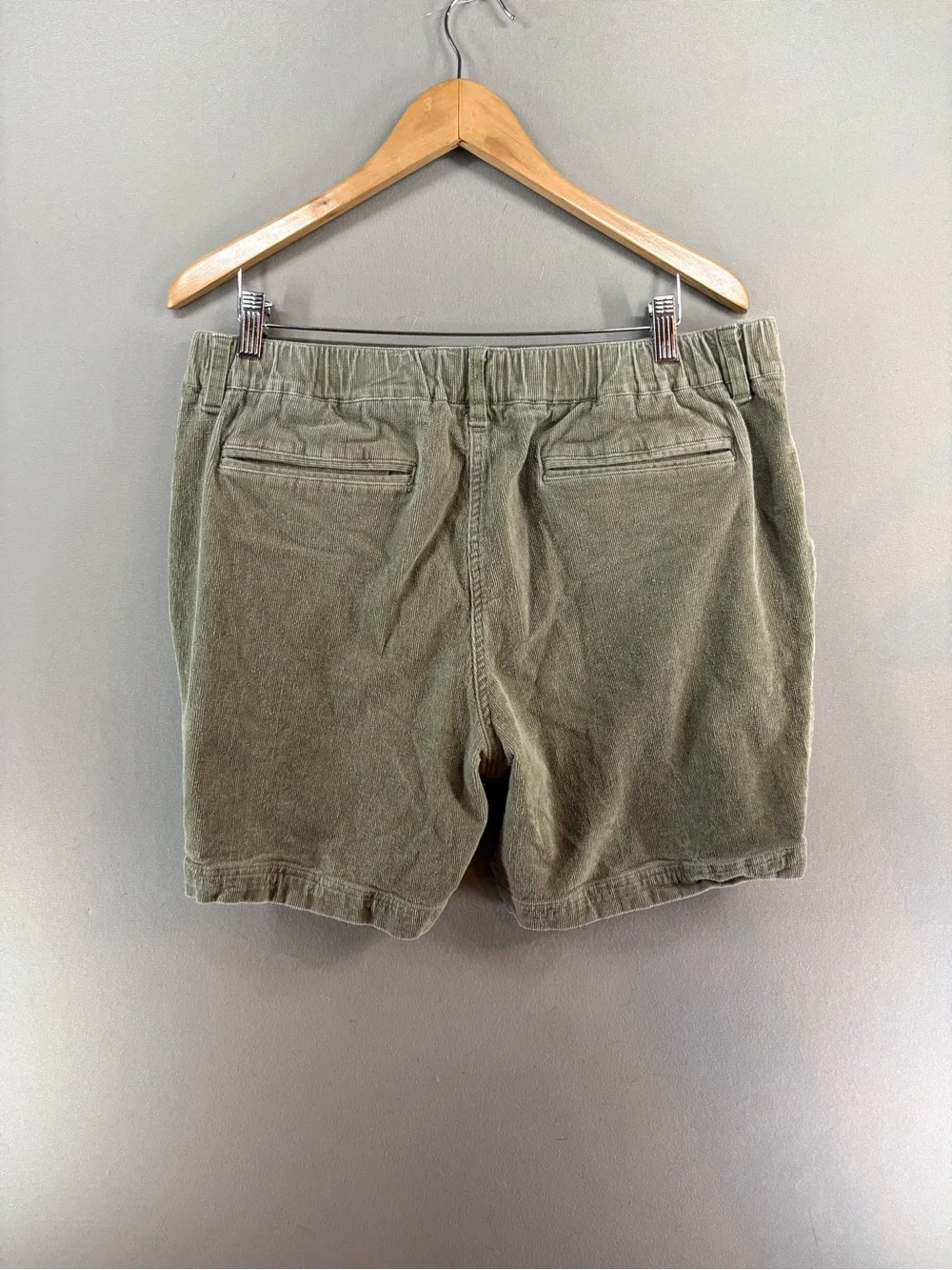 Grayers Mens Corduroy Shorts XL Green Relaxed Fit Elastic Waist Drawstring